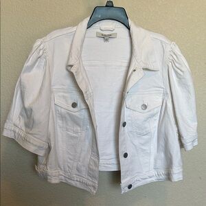 Torrid White Puff Sleeve Jean Jacket
